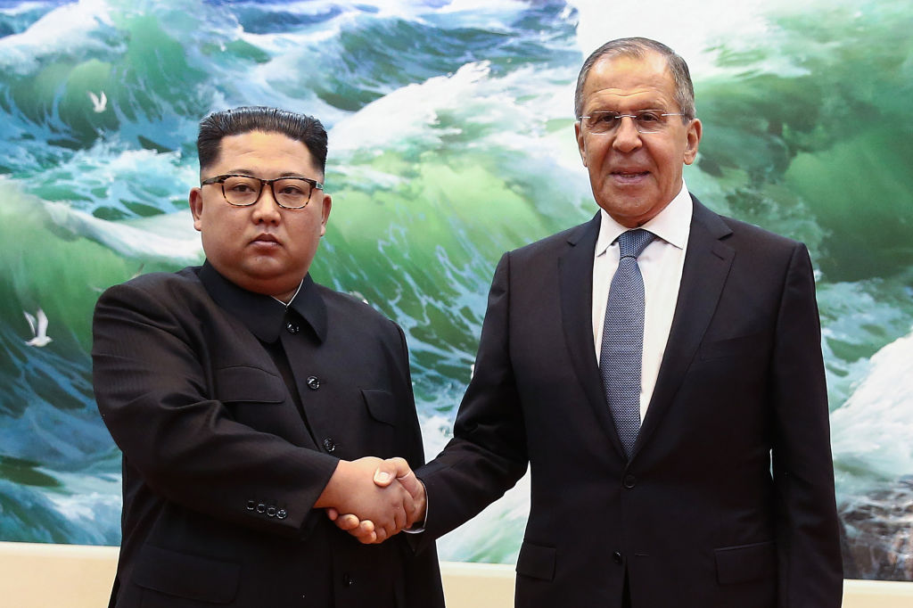 Kim Jong Un greets Russian Foreign Minister Sergei Lavrov