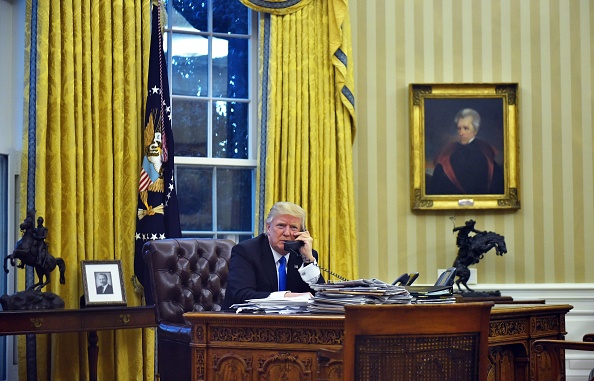 Donald Trump on the telephone.