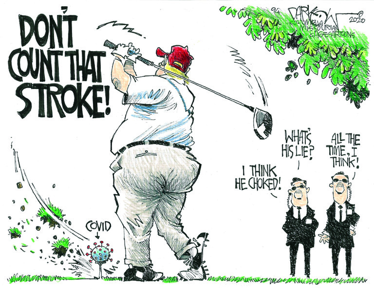 Political Cartoon U.S. Trump COVID golf