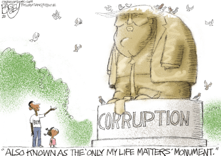 Political Cartoon U.S. Trump BLM monuments