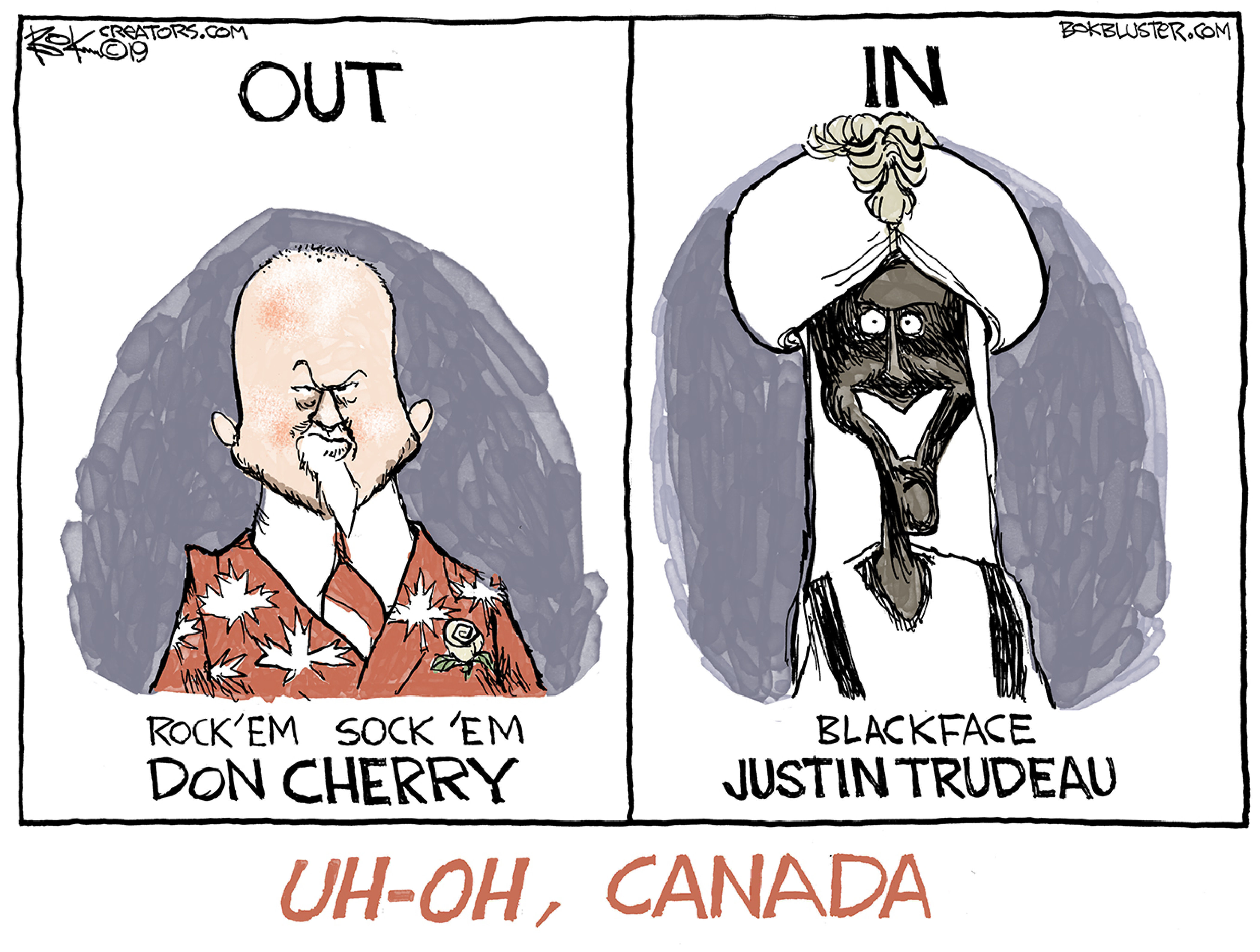 Political Cartoon World Don Cherry Justin Trudeau In Out