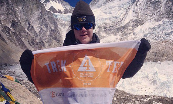 Eli Reimer, a 16-year-old with Down syndrome, reaches one of Mount Everest&#039;s Base camp, a 70-mile trek to 17,598 feet.