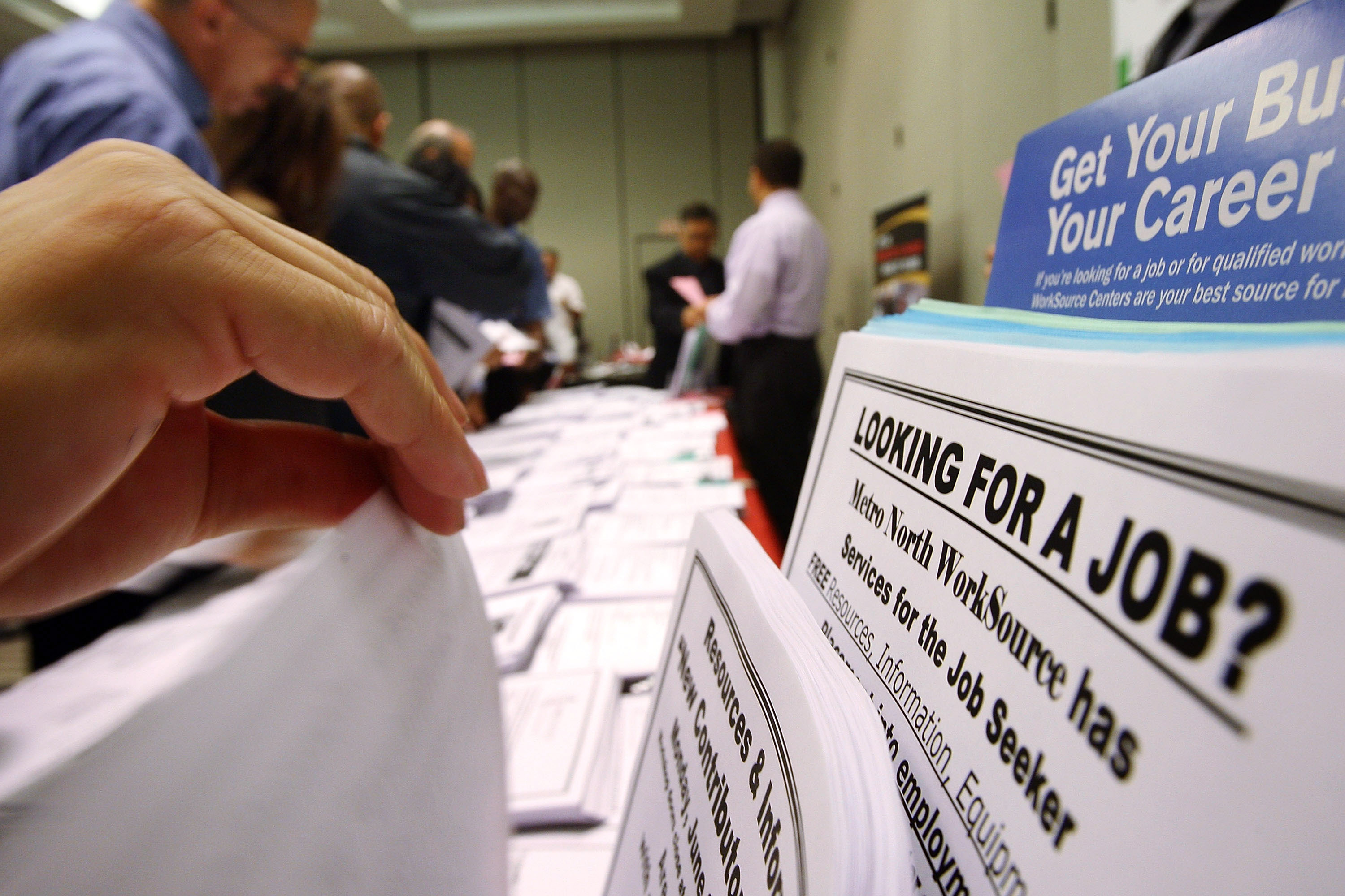 Job seekers attend a career expo