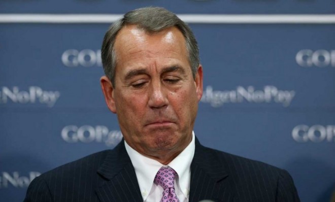 House Speaker John Boehner talks to reporters after a House GOP Conference meeting at the U.S. Captiol on Jan. 22.