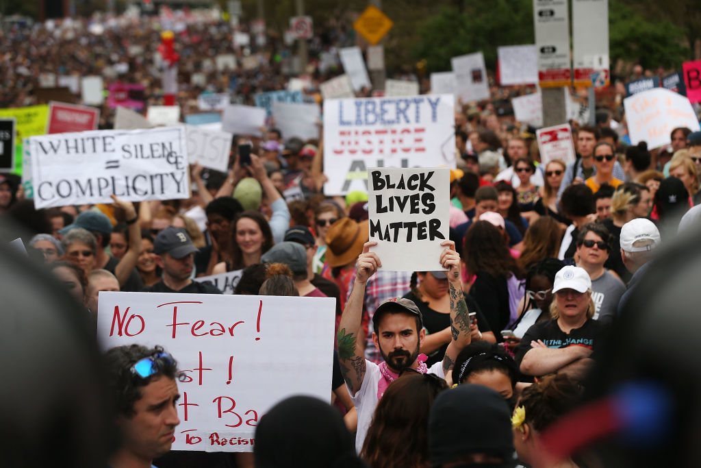 Anti-racist counter-demonstrators in Boston