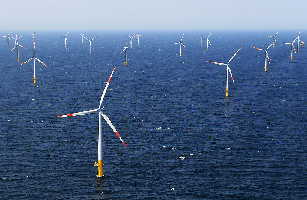 An offshore wind farm in the Baltic Sea.