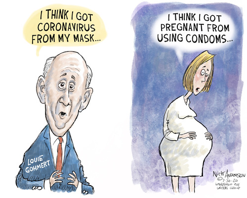Political Cartoon U.S. Louie Gohmert coronavirus mask
