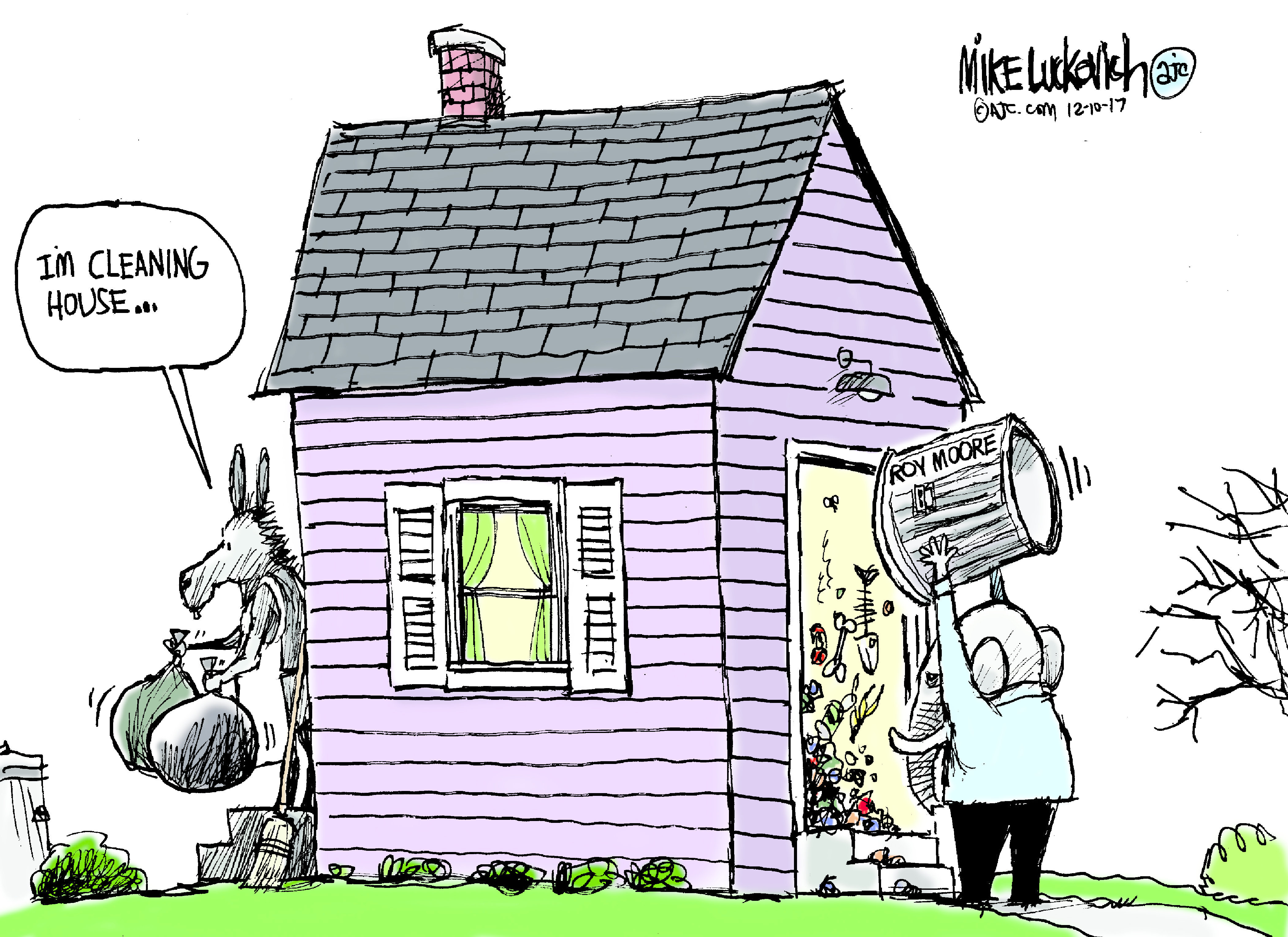Political cartoon U.S. Roy Moore sexual harassment Democrats Conyers Franken