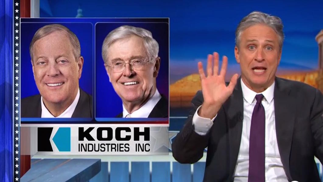 Jon Stewart welcomes the Koch Brothers, The Daily Show&#039;s newest sponsor
