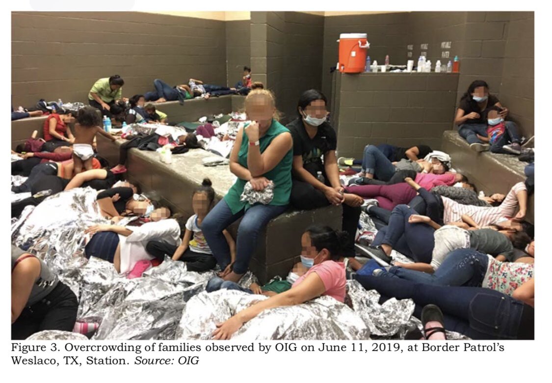 Overcrowding in a Welasco, TX, Border Patrol station.