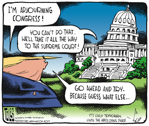 Political Cartoon U.S. Trump coronavirus adjourn congress