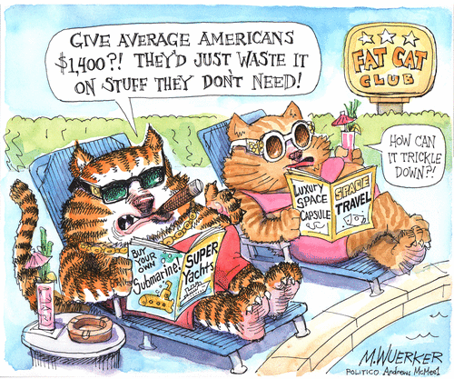 Editorial Cartoon U.S. covid stimulus fat cats