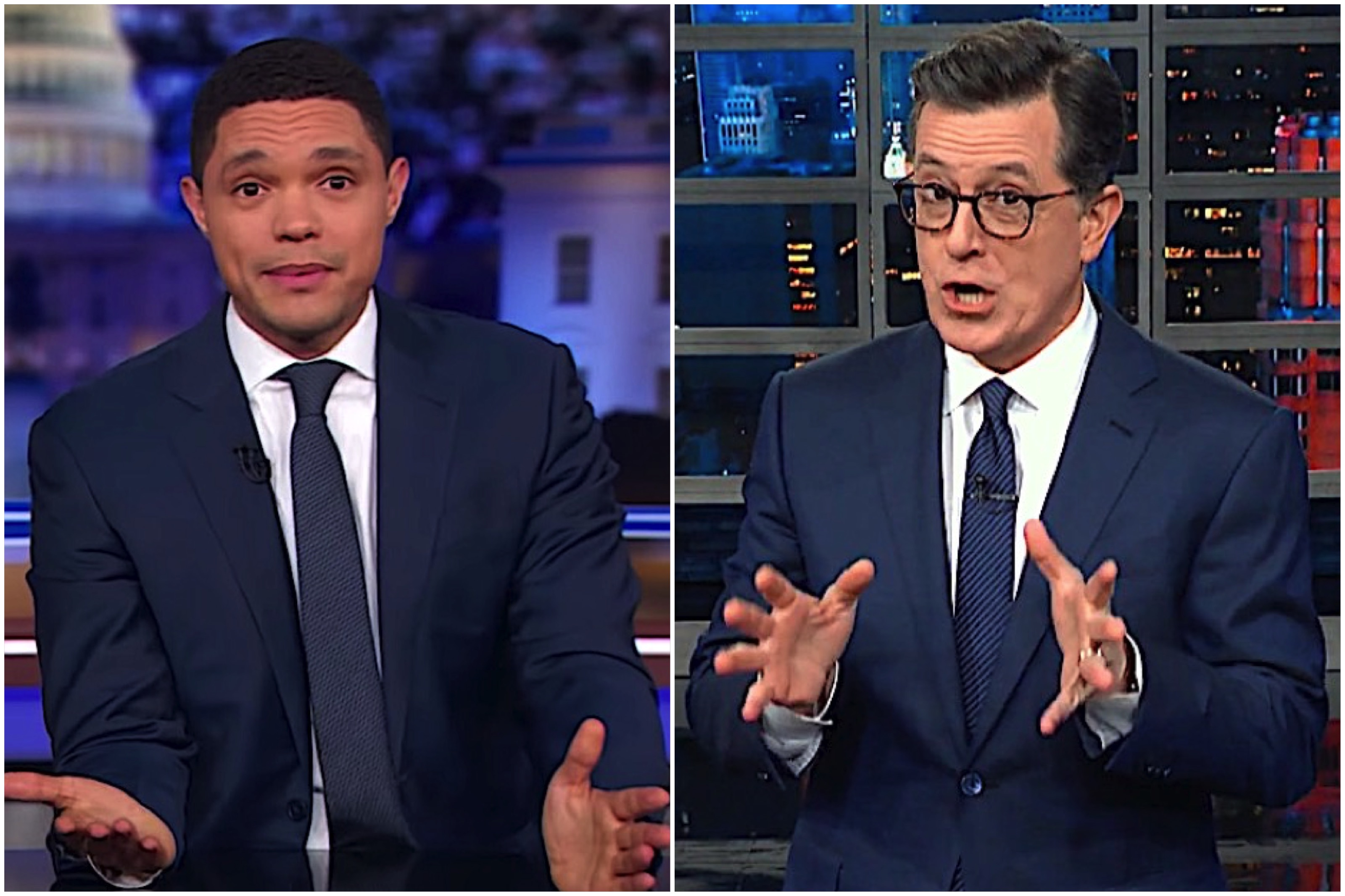 Stephen Colbert and Trevor Noah mock Trump for keeping on about Tim Apple