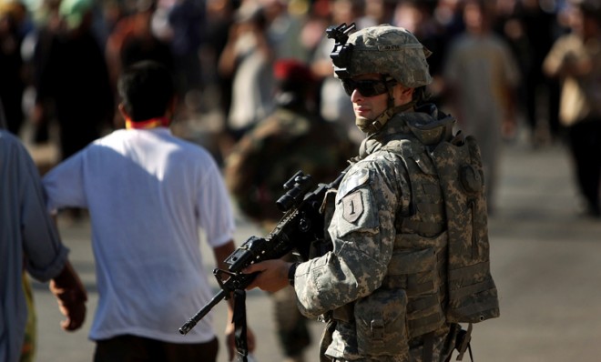 U.S. troops patrolling the streets of Baghdad, August 9, 2007.