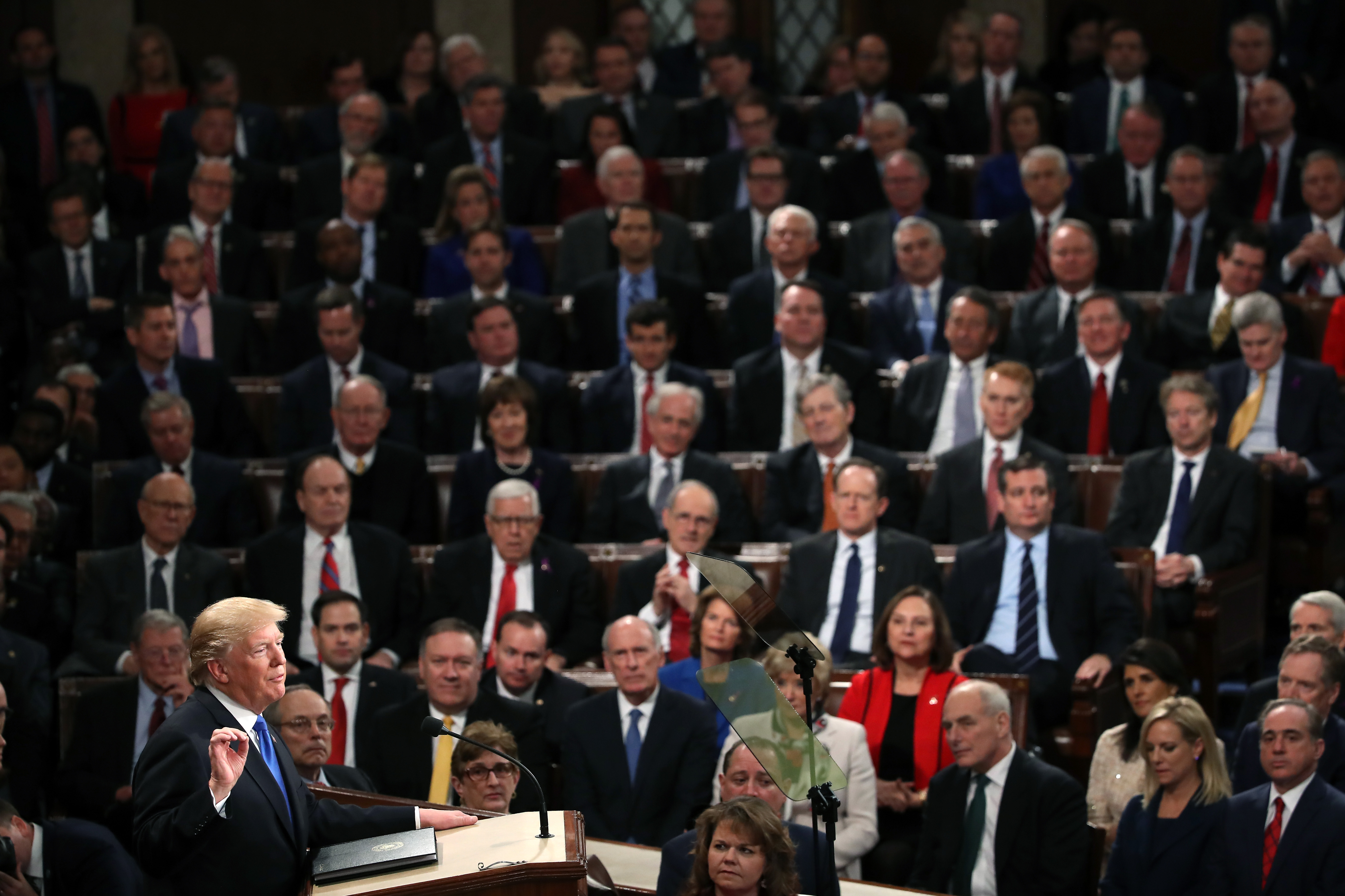 Trump in front of the chamber of the U.S. House of Representatives