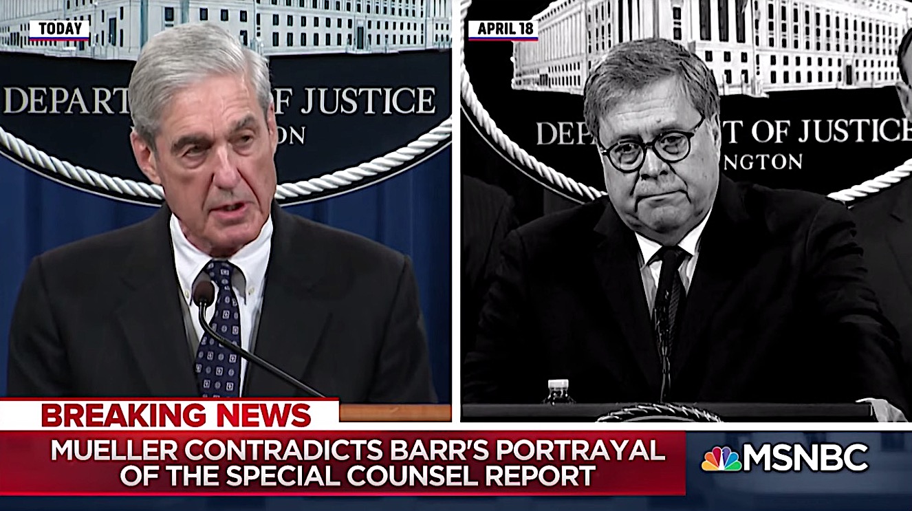 MSNBC compares Mueller and Barr&#039;s statements