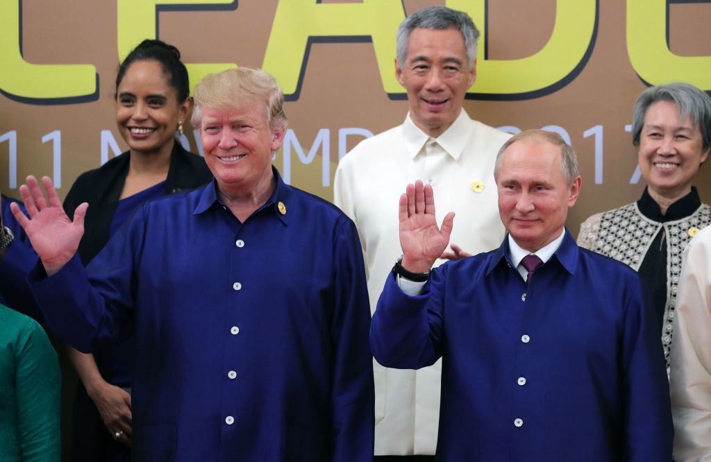 Trump and Vladimir Putin at a summit