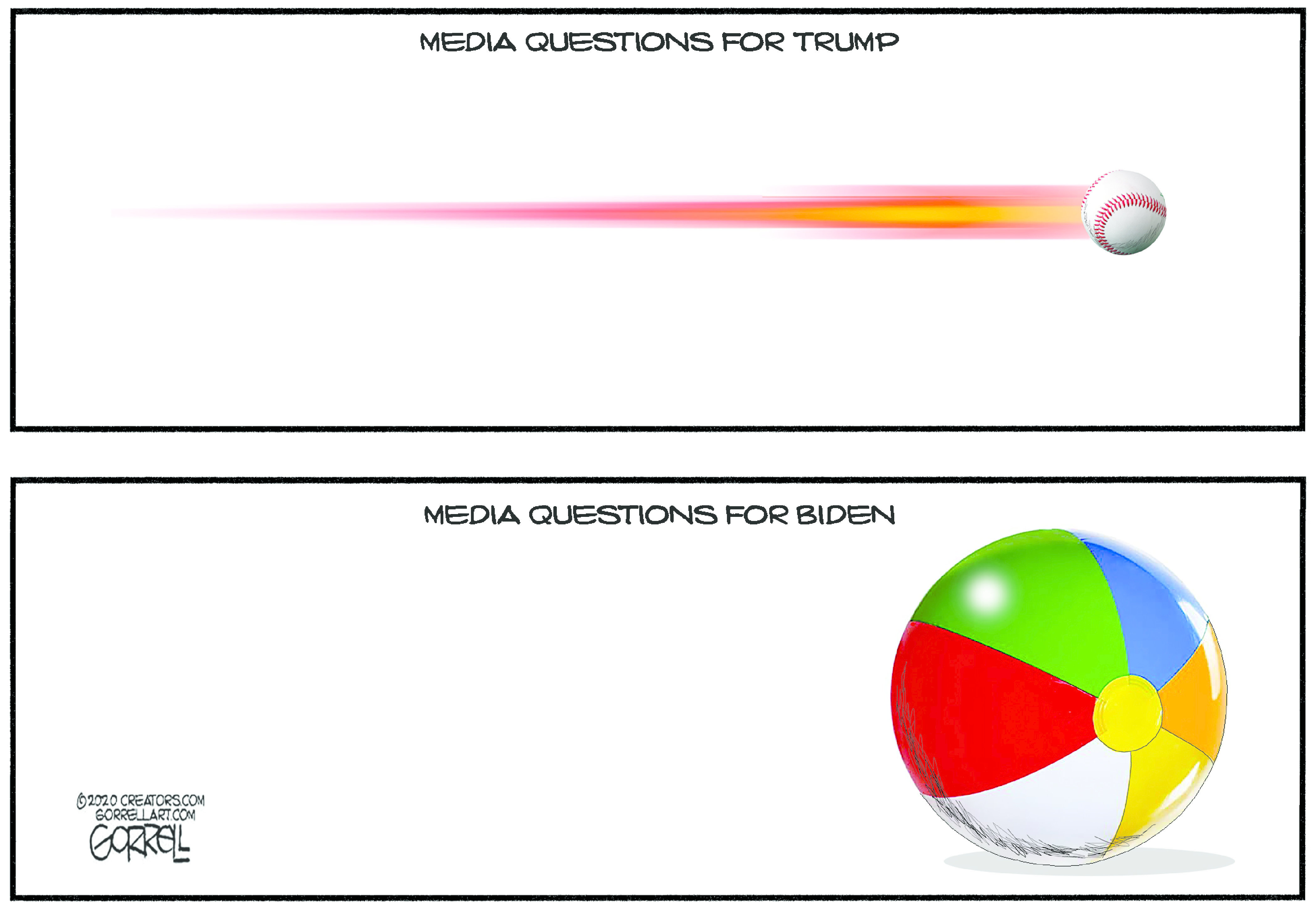Political Cartoon U.S. Trump Biden Media questions