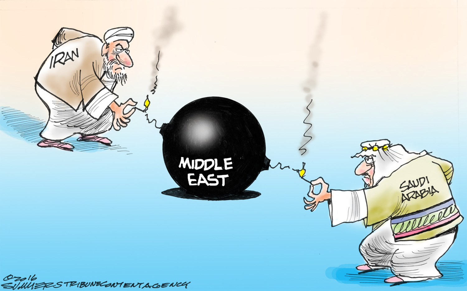 Political cartoon World Saudi Arabia Iran Middle East