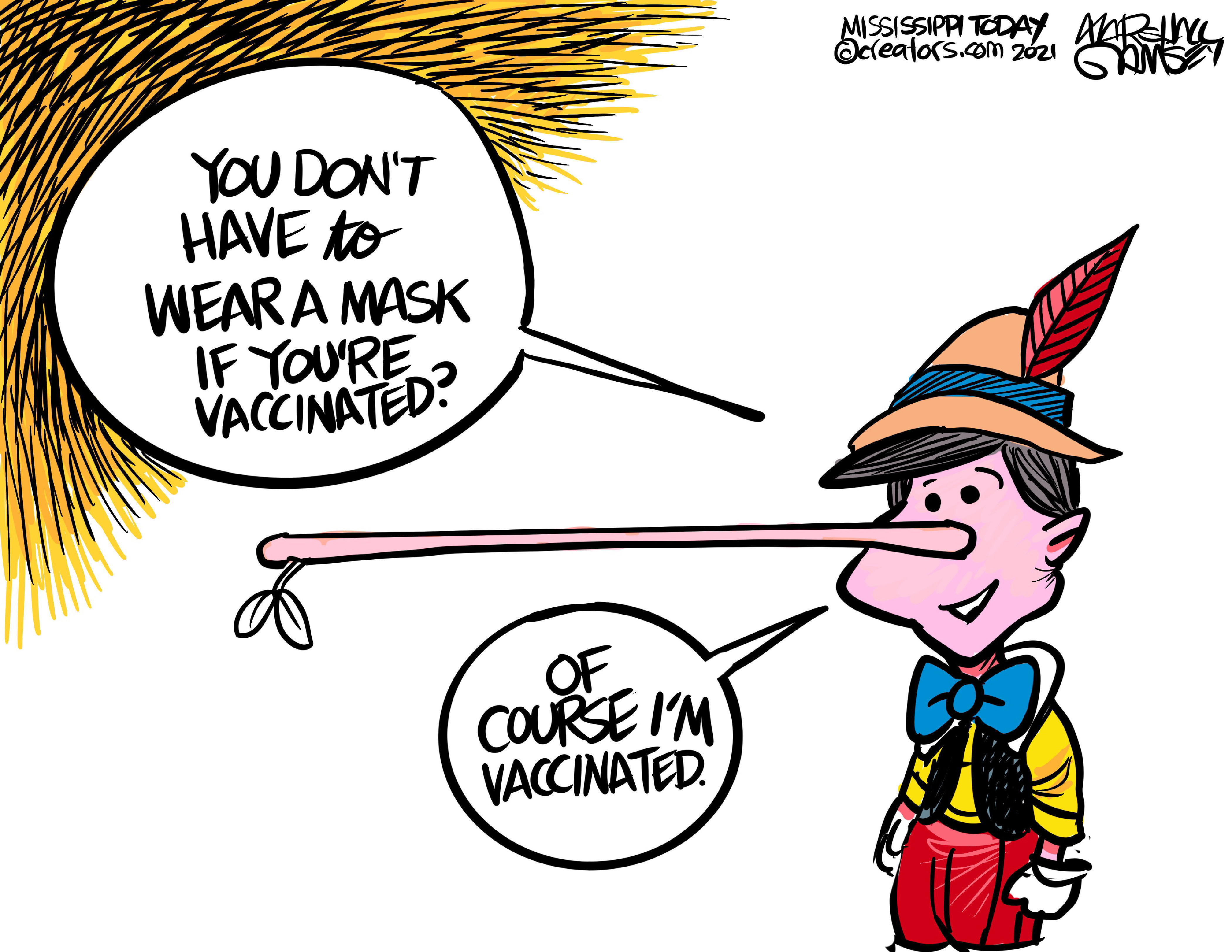 Editorial Cartoon U.S. cdc masks pinocchio&amp;nbsp;