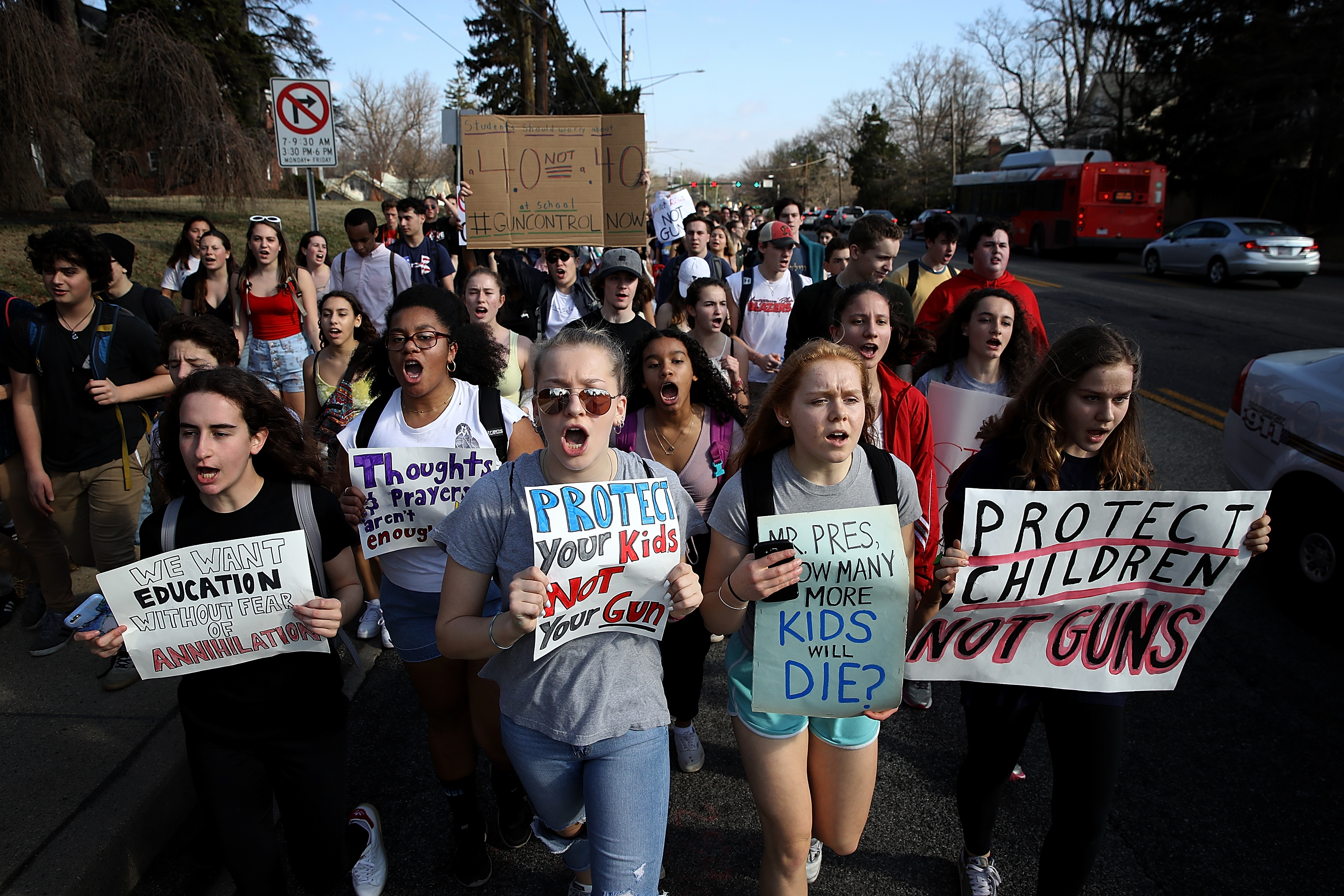 Students protesting gun violence. 