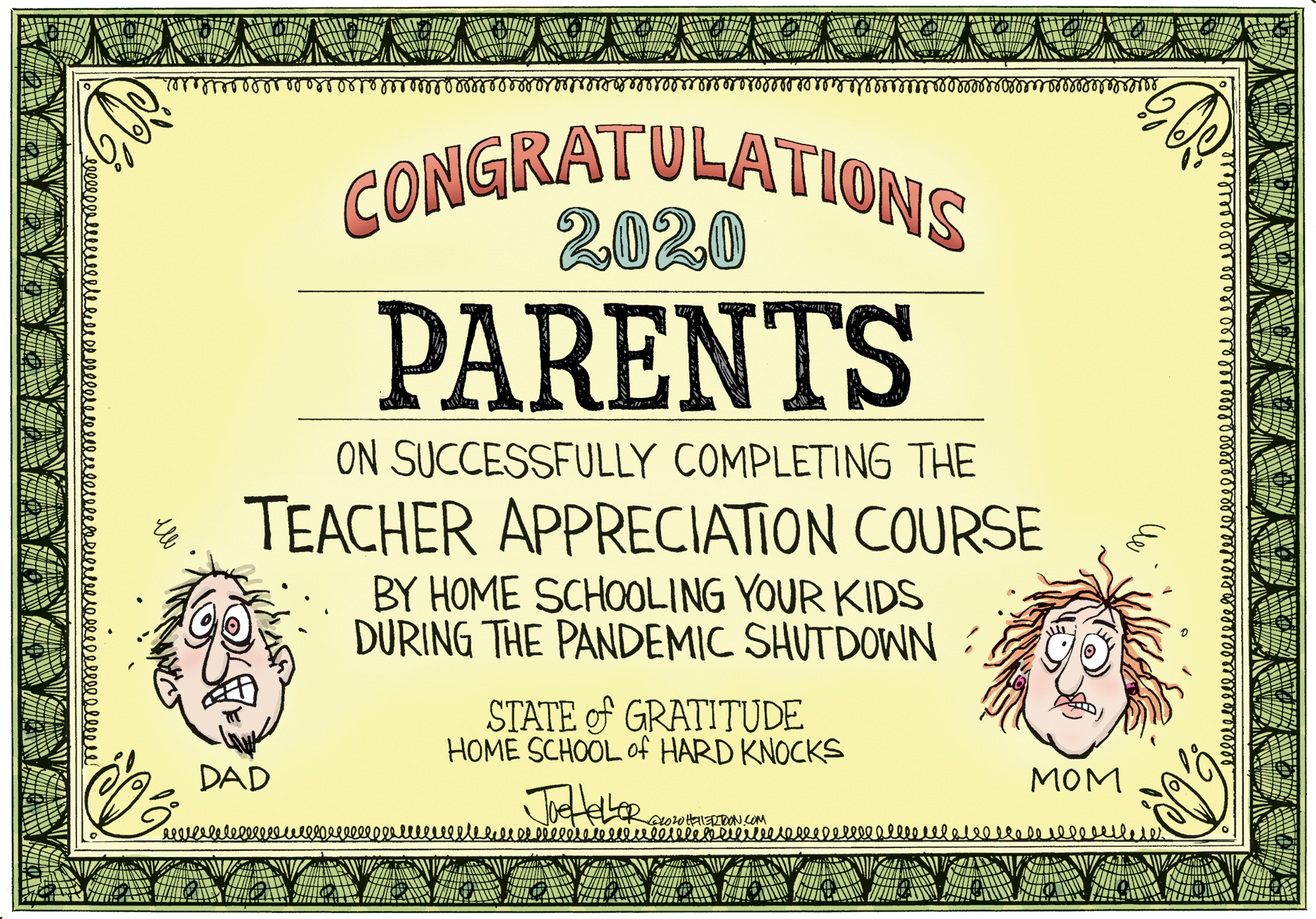 Editorial Cartoon U.S. home schooling quarantine coronavirus