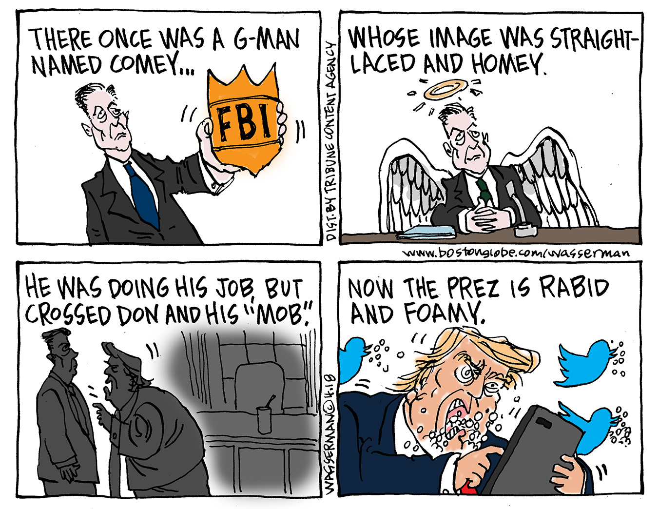 Political cartoon U.S. James Comey A Higher Loyalty Donald Trump tweets