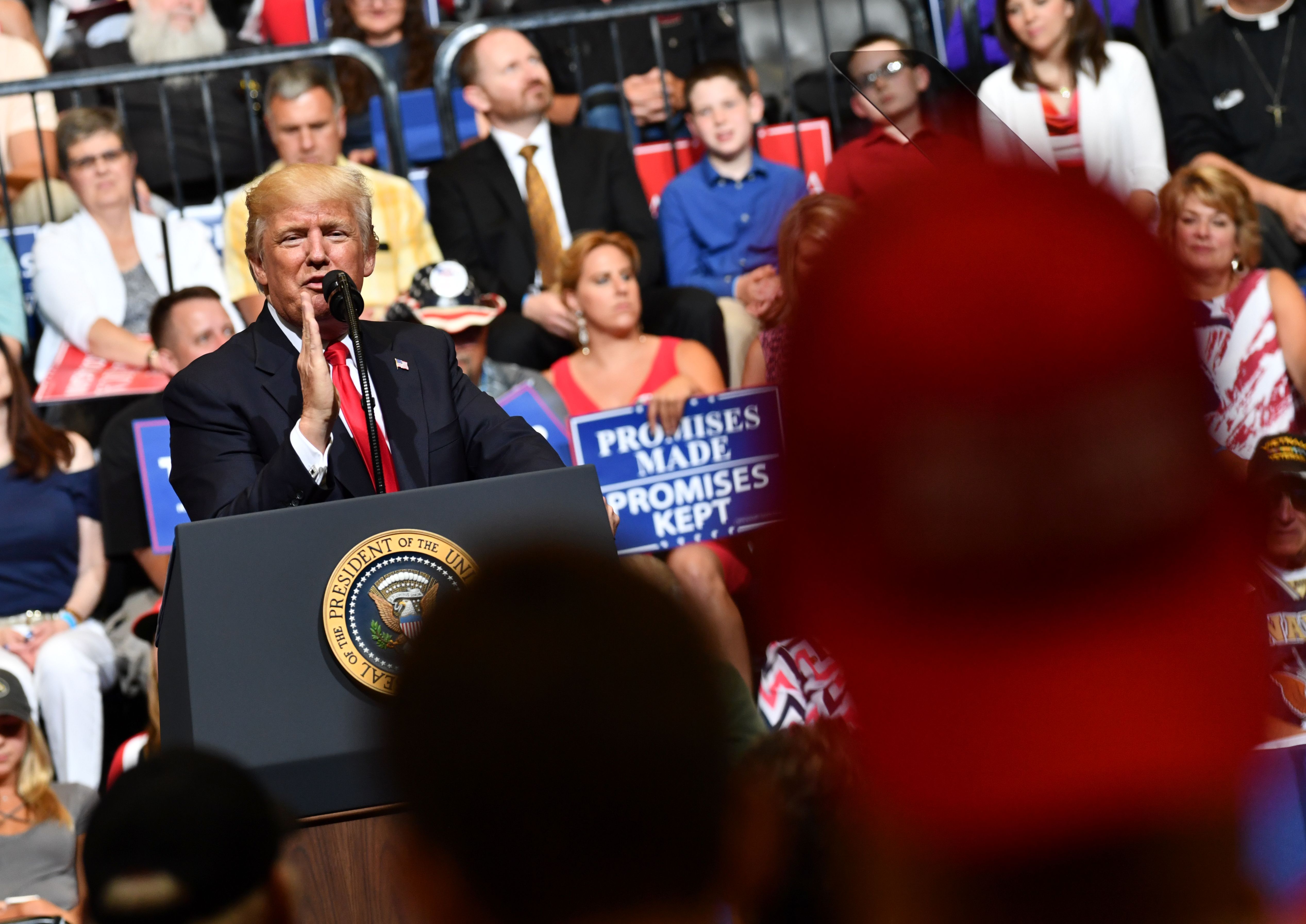 President Trump speaks at a rally in Cedar Rapids, Iowa.