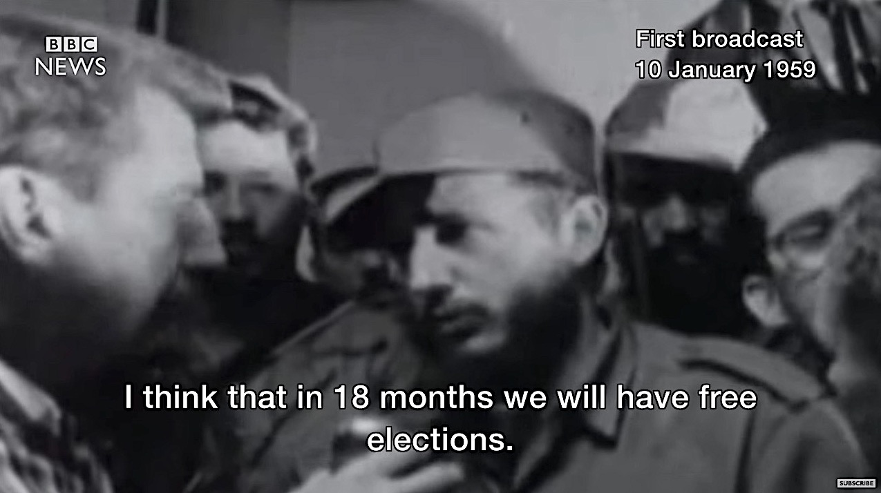 Fidel Castro says Cuba will have free elections in 1959