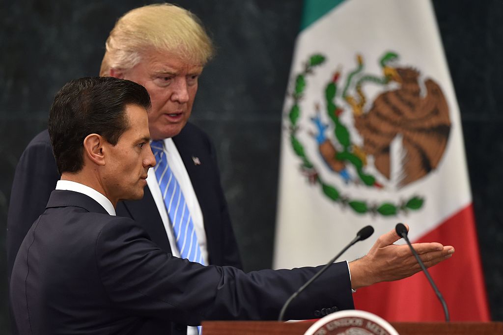 Donald Trump and Mexican President Enrique Pena Nieto.