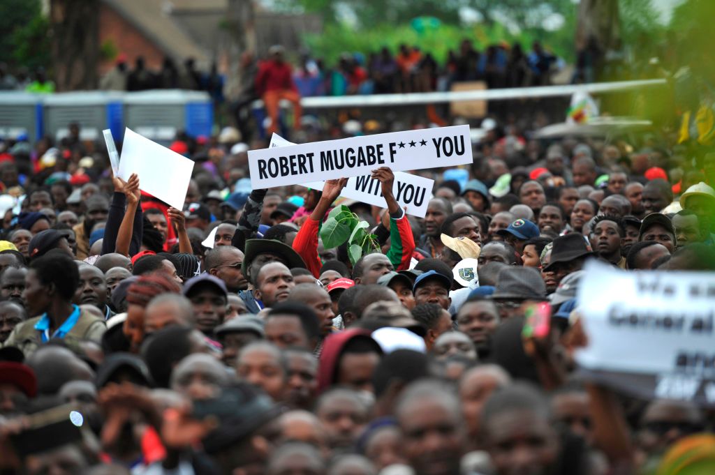 Protesters demand the resignation of President Robert Mugabe in Zimbabwe