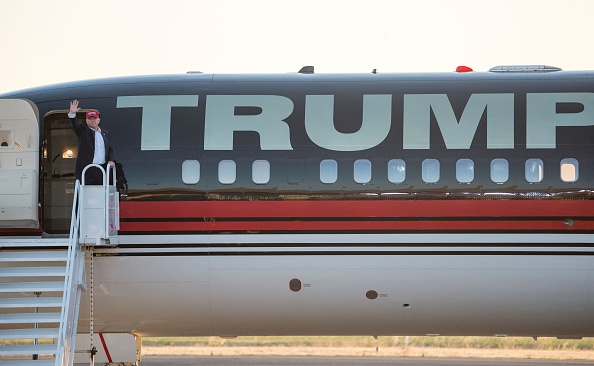 Donald Trump and his airplane.