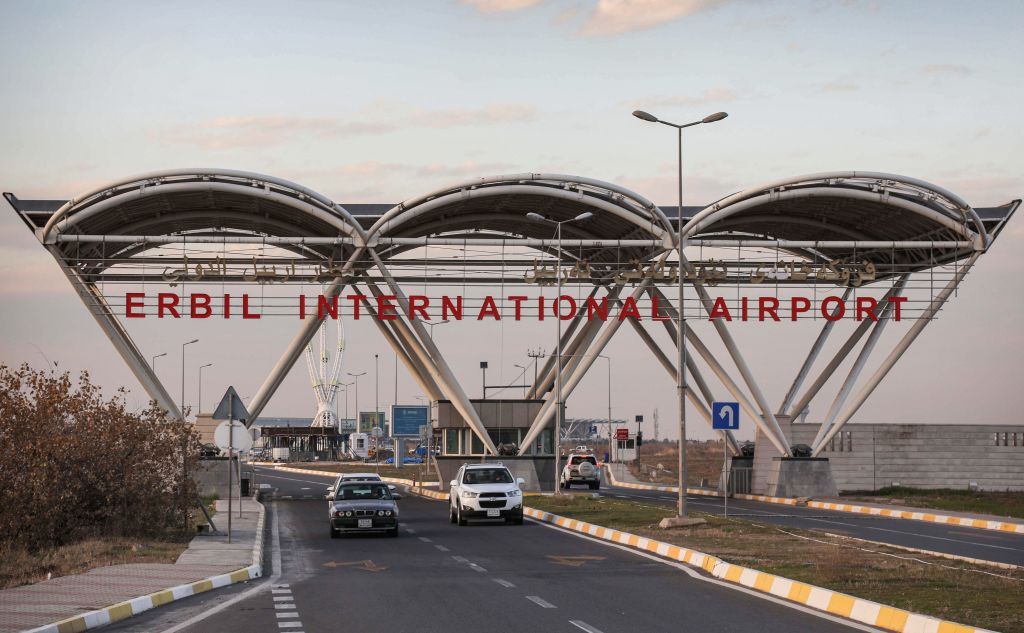 The entrance to Erbil International Airport.
