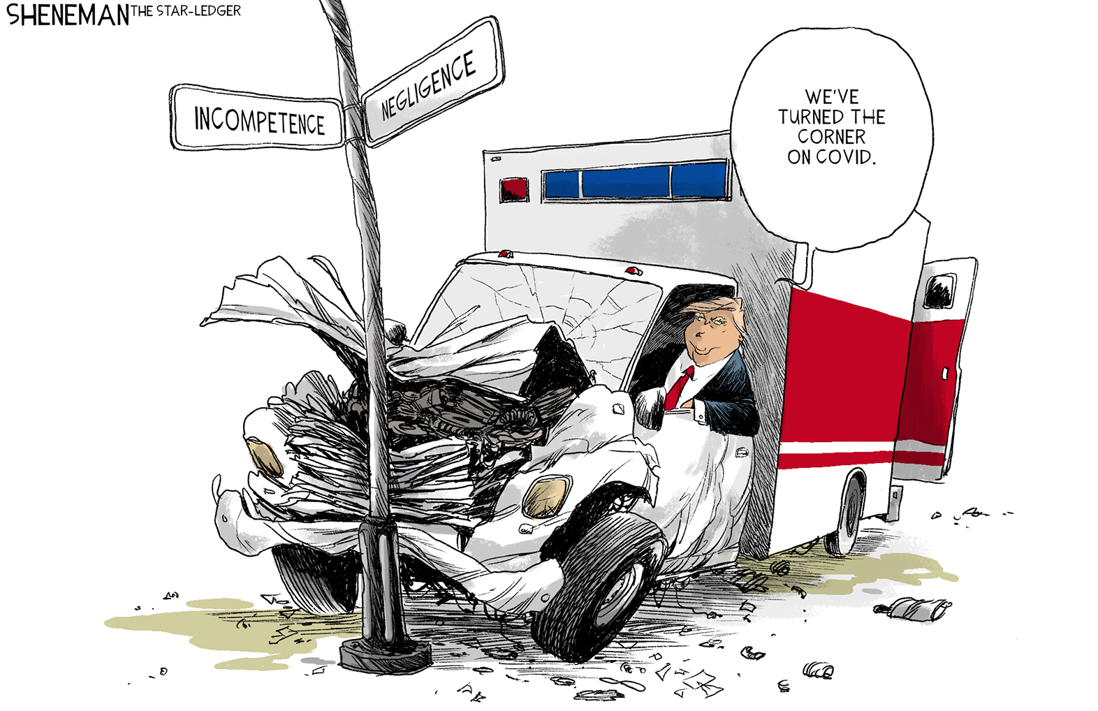Political Cartoon U.S. Trump COVID response