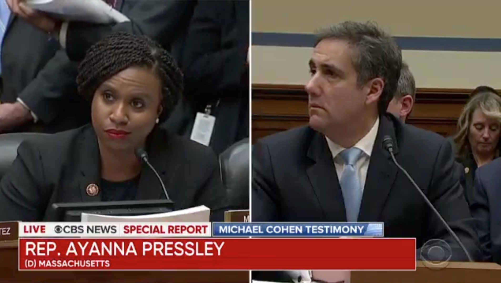 Ayanna Pressley and Michael Cohen. 