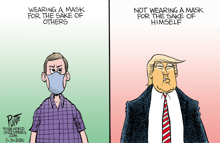 Political Cartoon U.S. Trump coronavirus mask
