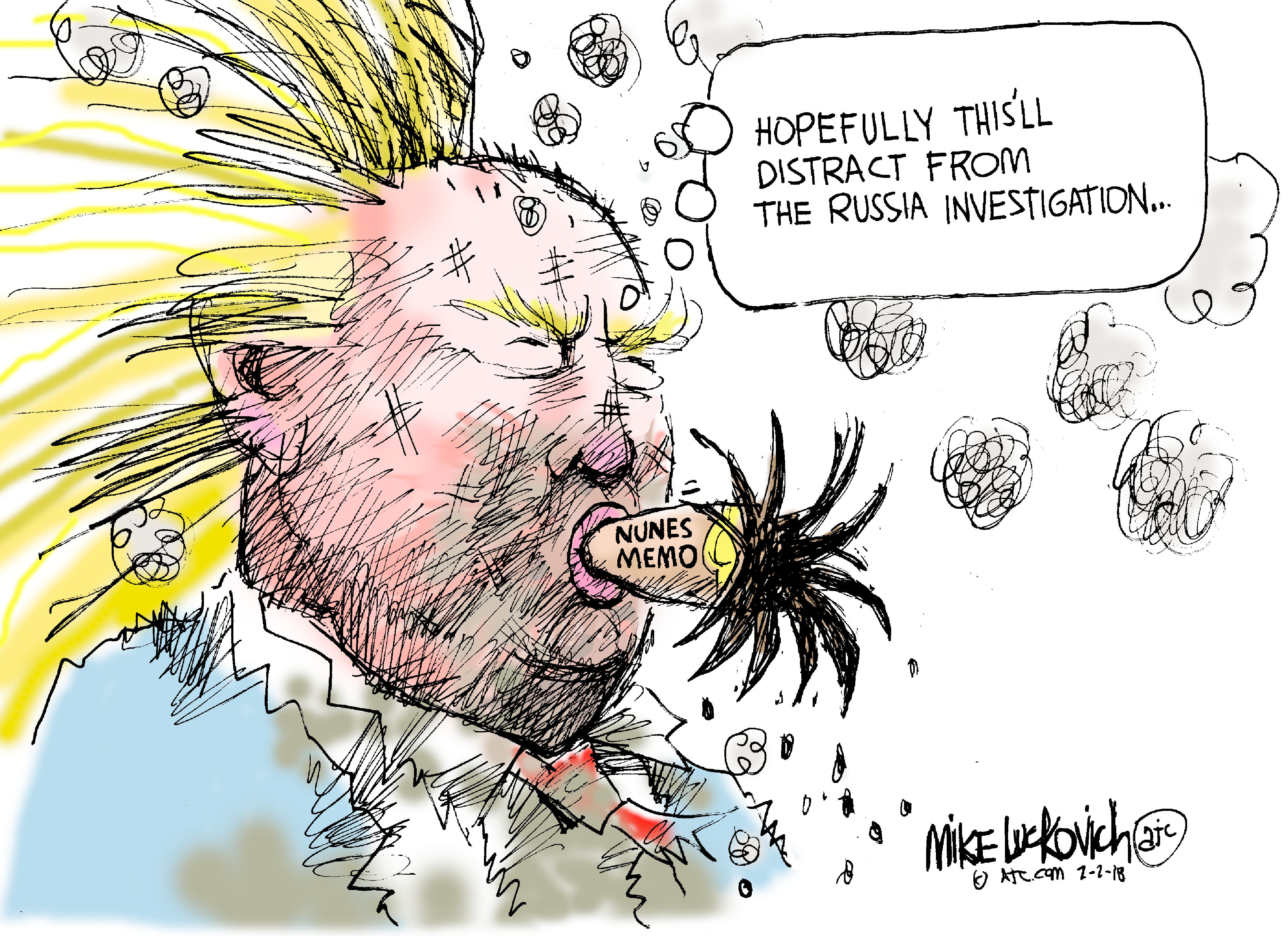 Political cartoon U.S. Trump Nunes memo Russia investigation
