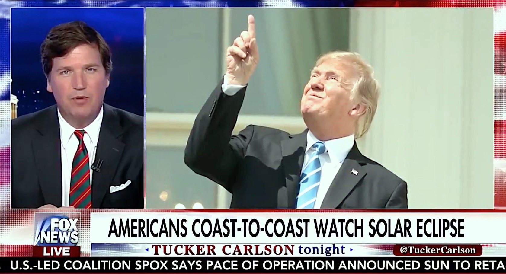 Tucker Carlson praises Trump&#039;s decision to stare at the sun