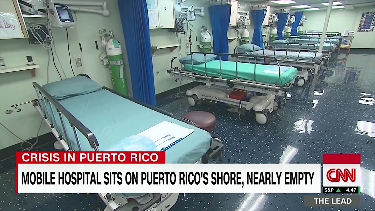 The USNS Comfort awaits patients off Puerto Rico