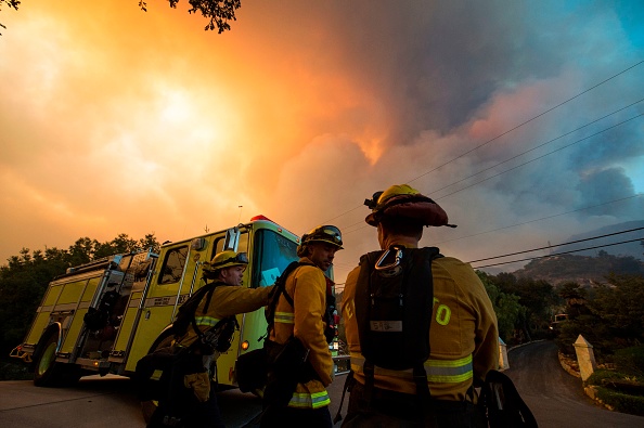Firefighters respond to the Thomas Fire in California. 