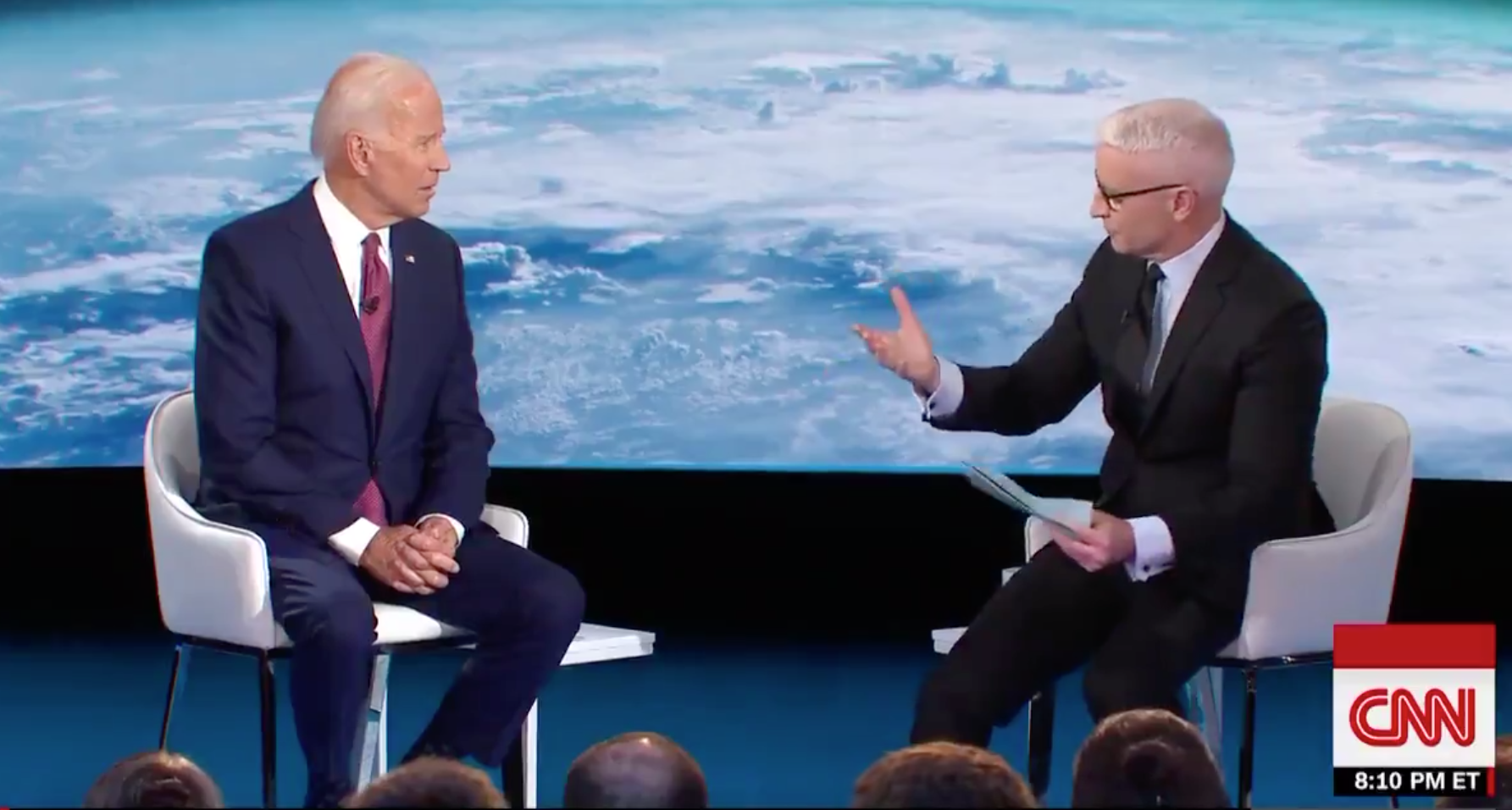 Former Vice President Joe Biden and CNN&#039;s Anderson Cooper.