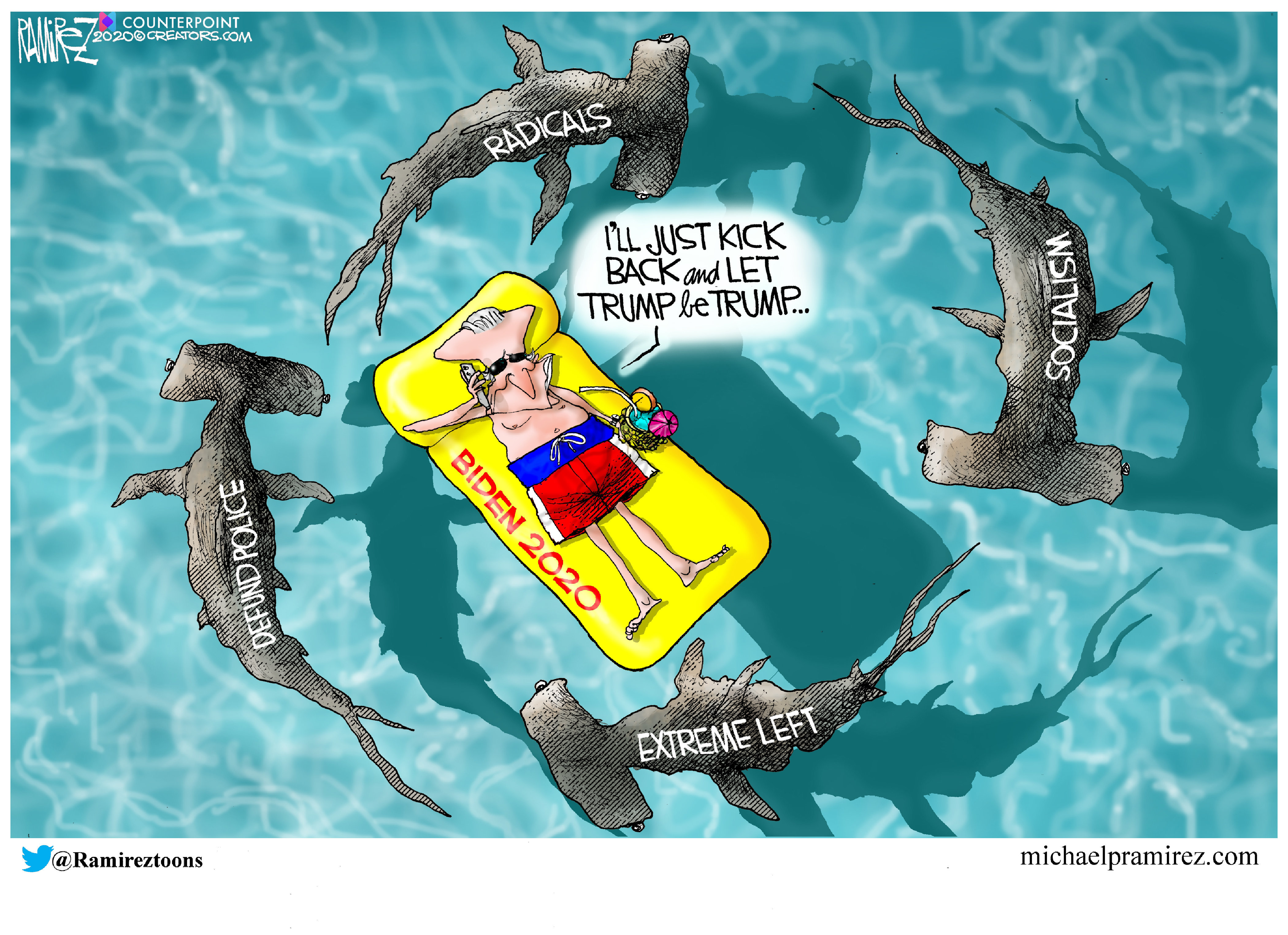 Political Cartoon U.S. Biden left wing 2020