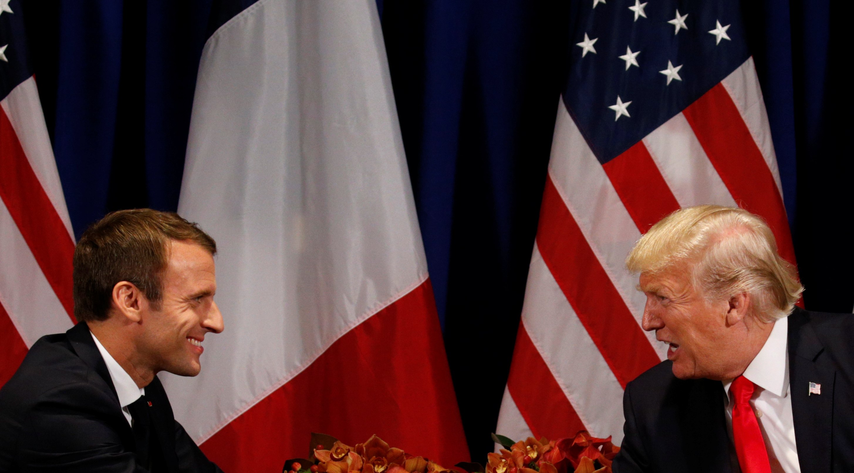President Donald Trump and French President Emmanuel Macron. 