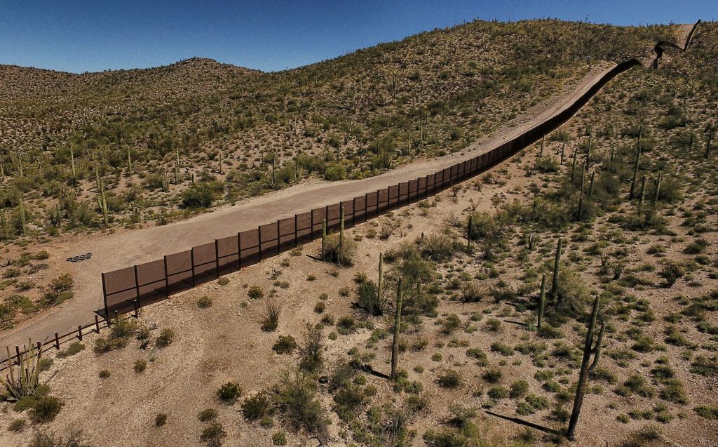 Wall at the US-Mexico border, Sonoyta, Mexico.