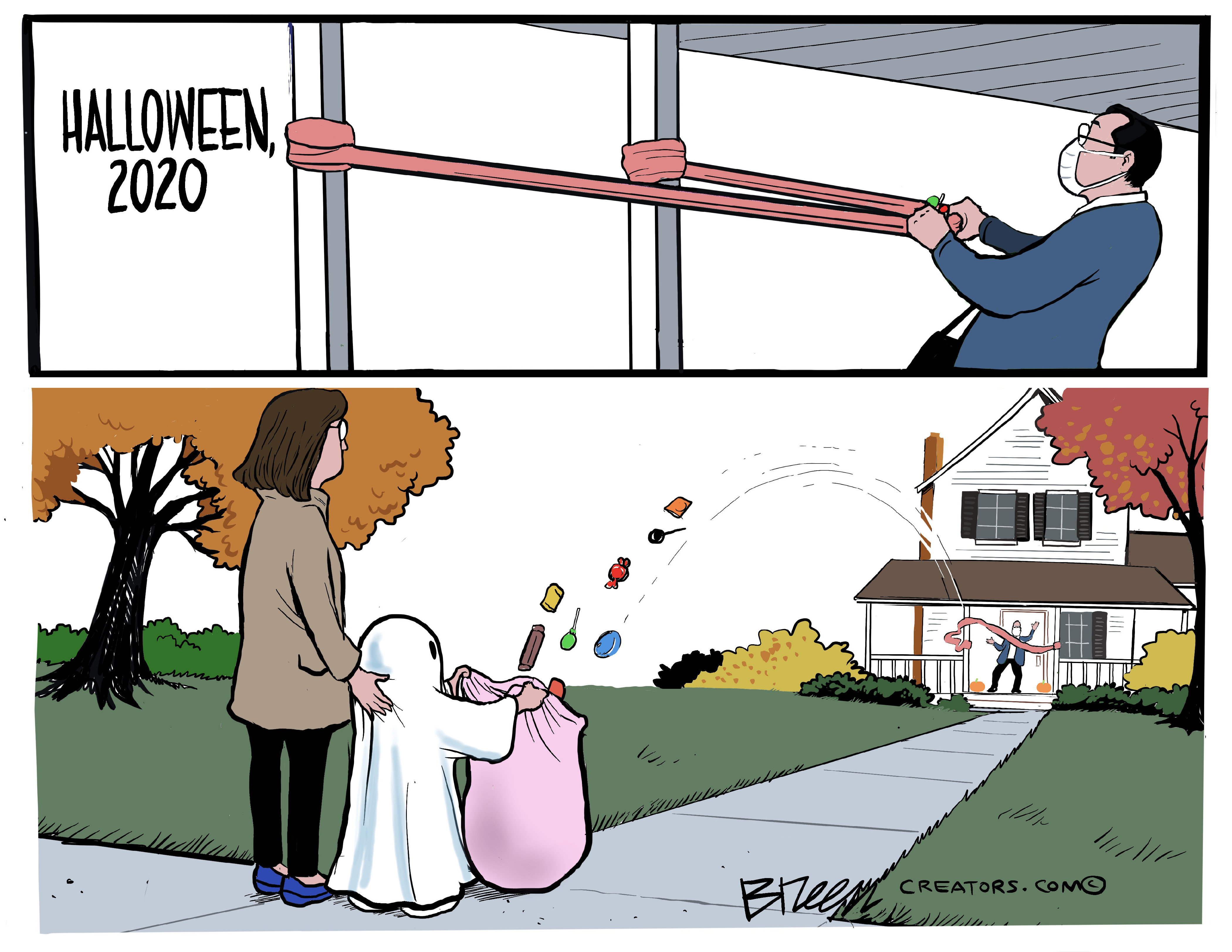 Editorial Cartoon U.S. Halloween covid social distancing