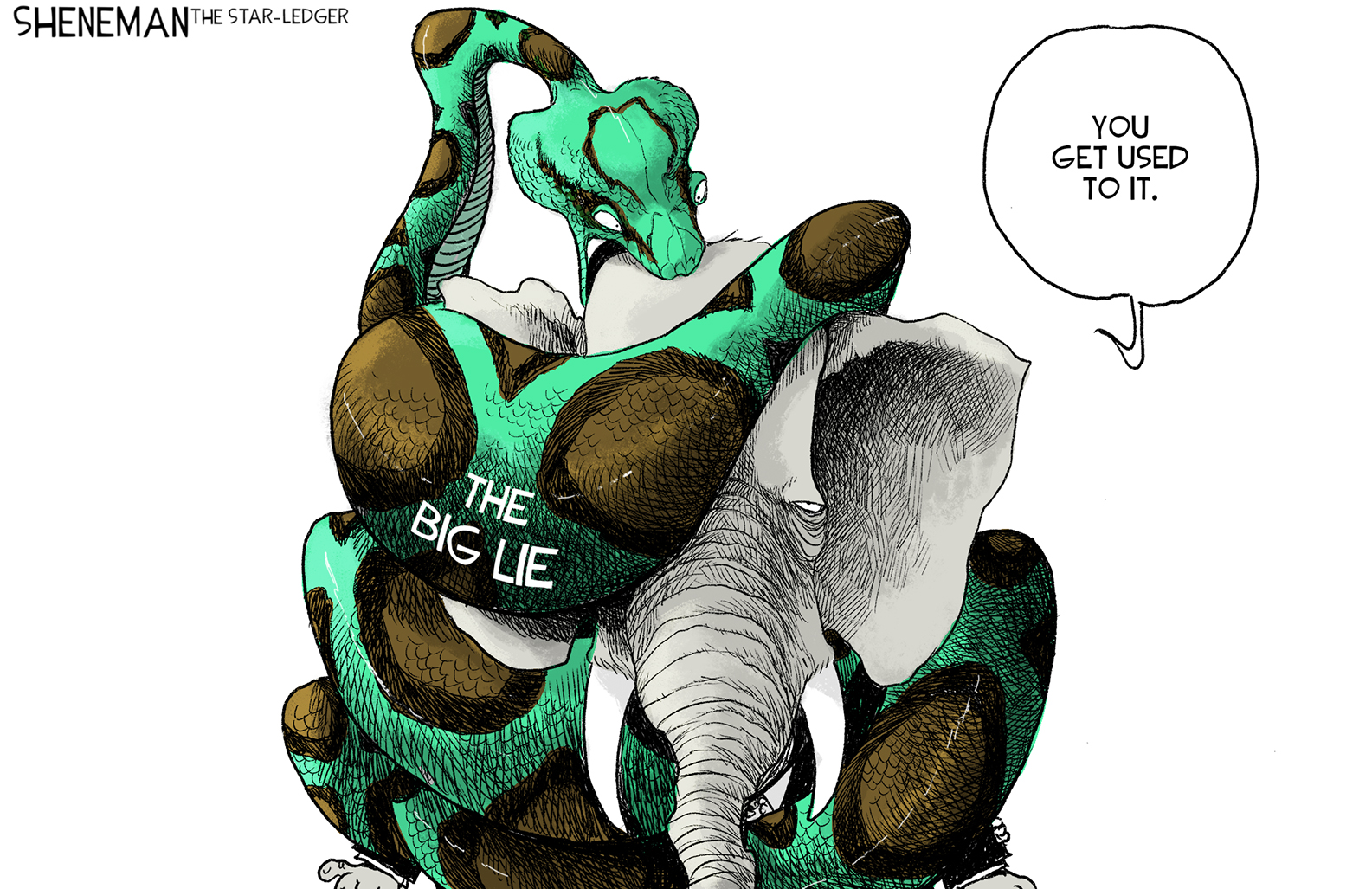 Political Cartoon U.S. gop big lie trump