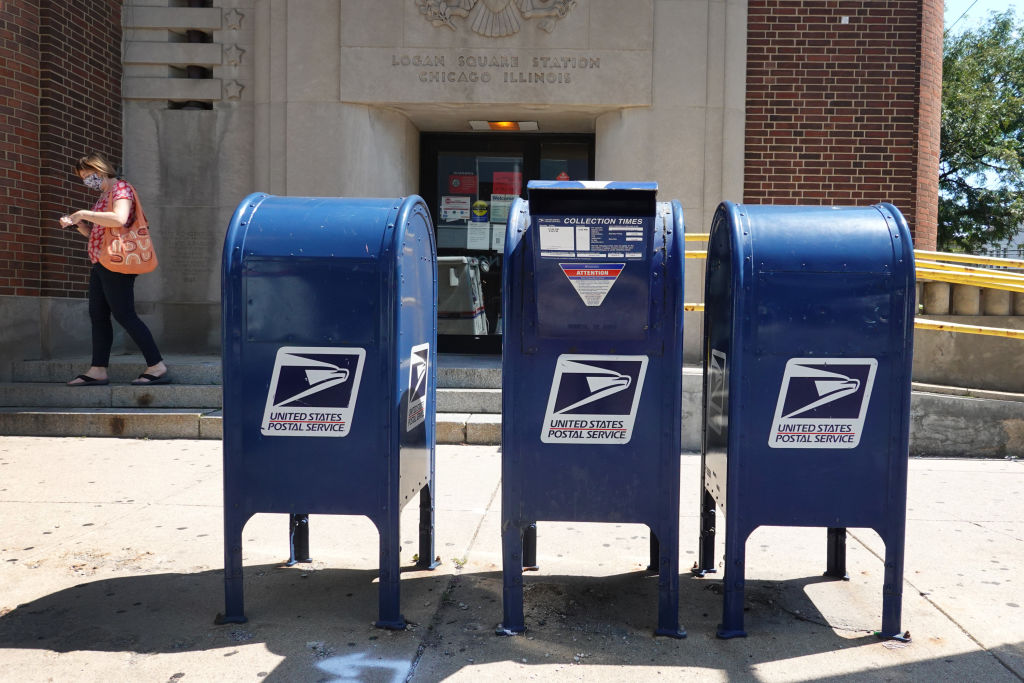 USPS letter collection boxes.