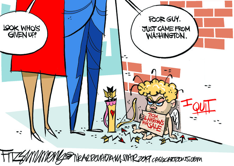 Political Cartoon U.S. washington valentines day cupid
