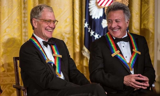 Kennedy Center honorees David Letterman and Dustin Hoffman enjoy some light roasting.