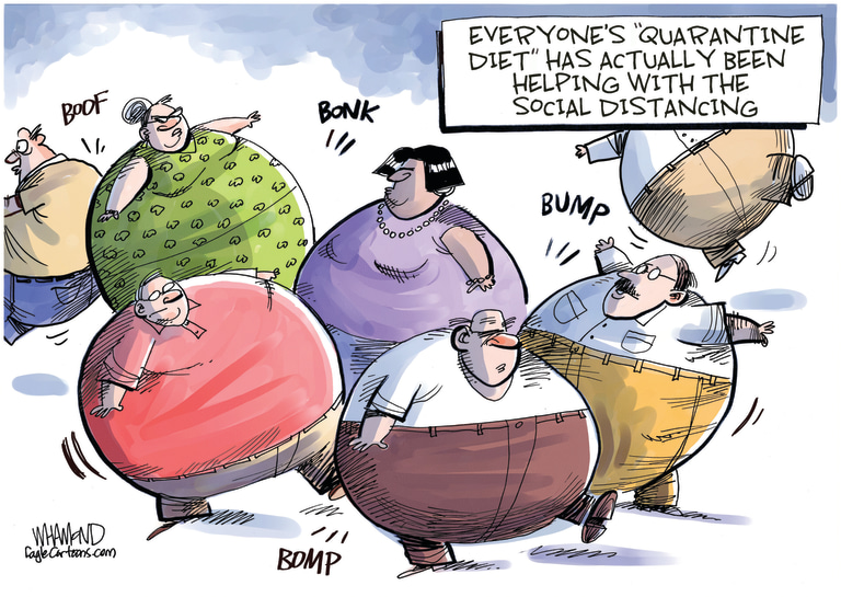 Editorial Cartoon U.S. coronavirus social distancing obesity